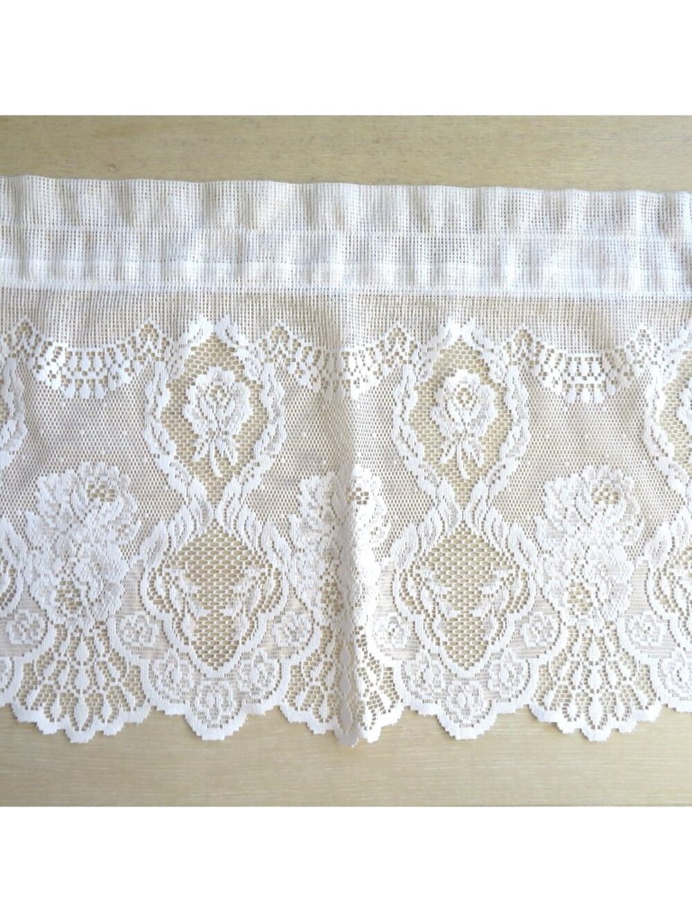 Vintage White Lace Floral Pattern Valance 15x58 Elegant Window Treatment USA
